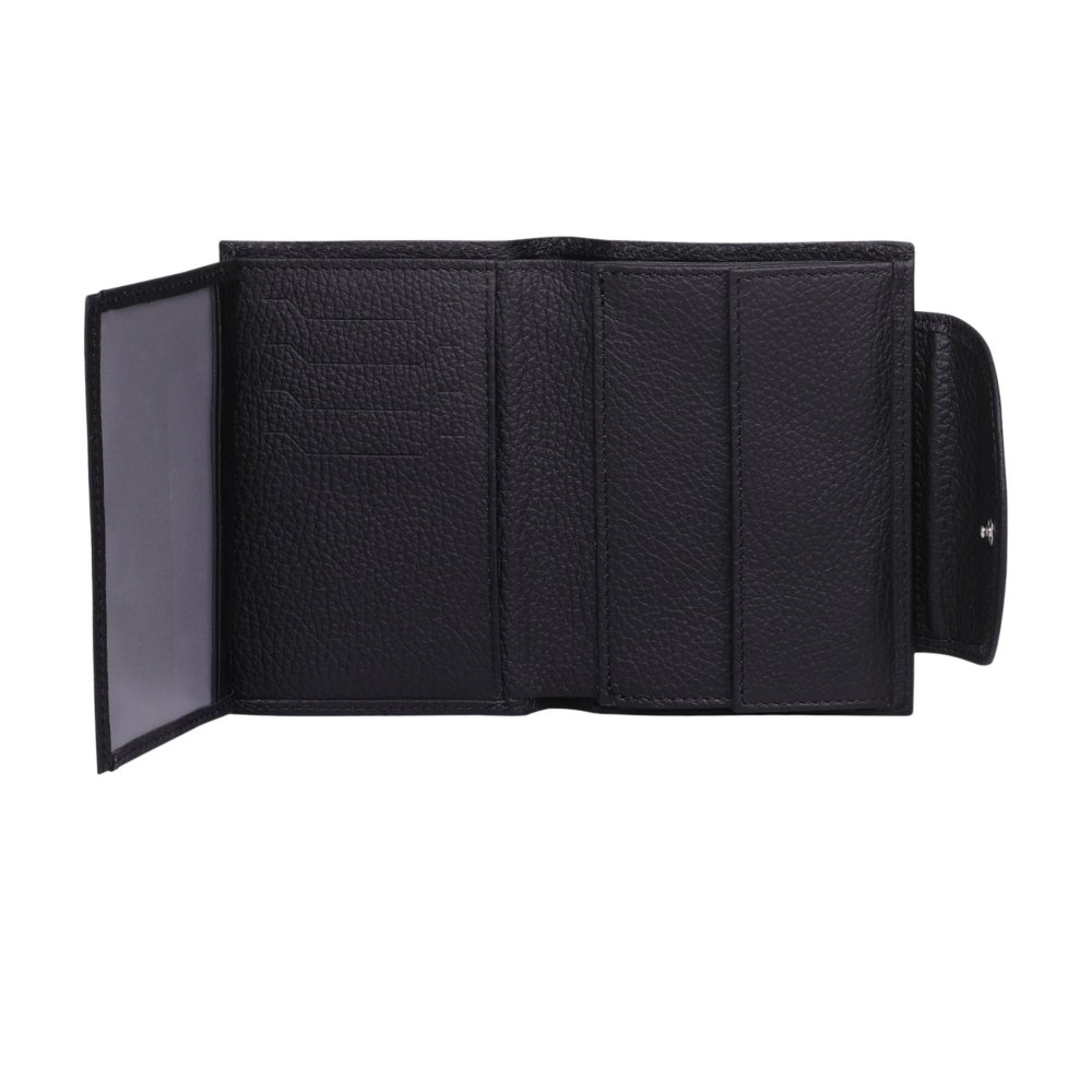 Medium-sized wallet made from black calf leather